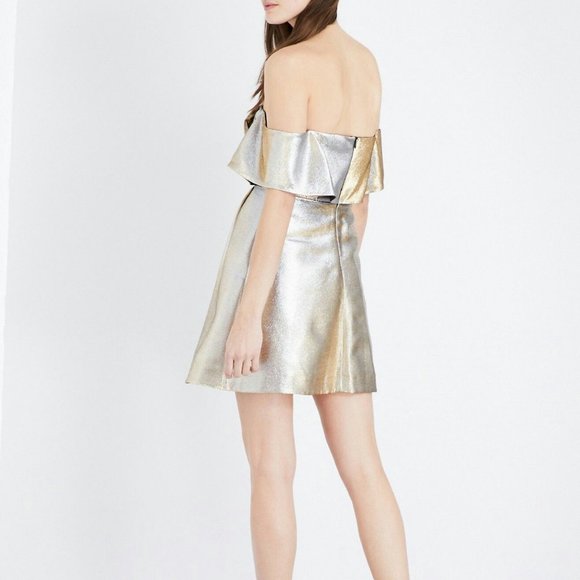 Sandro Paris Metallic Off the Shoulder Dress - Picture 6 of 9